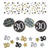 Elegáns arany-fekete-ezüst 30 szülinapi konfetti