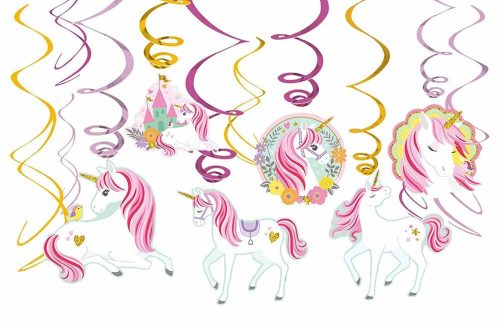 Varázslatos unikornis függő dekoráció 12 db