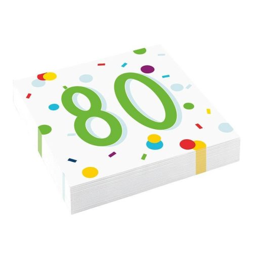 Színes pöttyös 80 szülinapi számos szalvéta