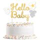 Arany hello baby babaváró tortadísz