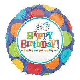 Pöttyös kék szülinapi fólia lufi