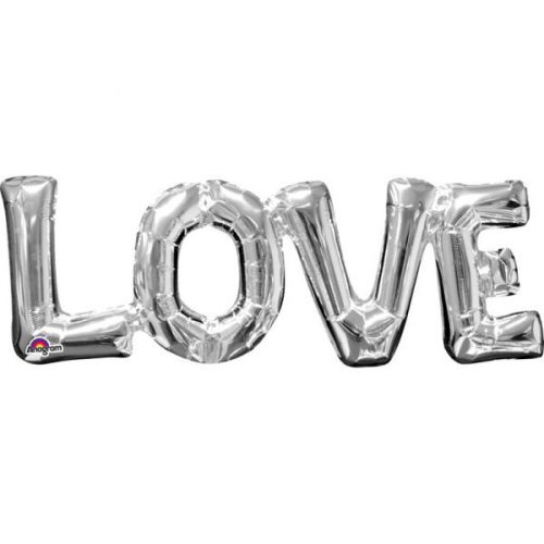 Ezüst love fólia lufi felirat