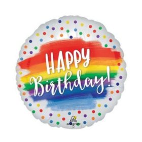 Színes pöttyös hátteres szülinapi fólia lufi