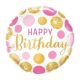 Rózsaszín és arany pöttyös szülinapi fólia lufi