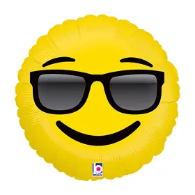 Fekete napszemüveges vidám smile fólia lufi