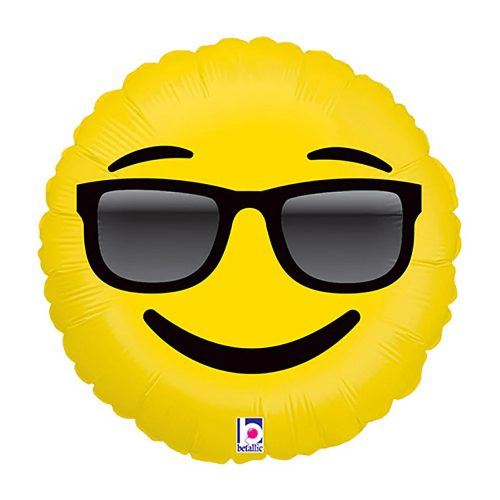 Fekete napszemüveges vidám smile fólia lufi