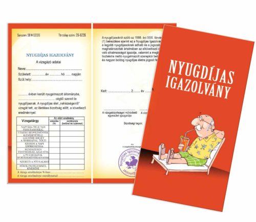 Piros férfi vicces nyugdíjas bizonyítvány