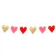 Arany-piros-rózsaszín szívecske füzér