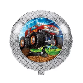 Kerek piros monster truck autós fólia lufi