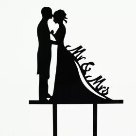 Fekete elegáns mr és mrs esküvői tortadísz