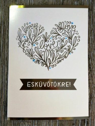 Arany love szíves esküvői képeslap