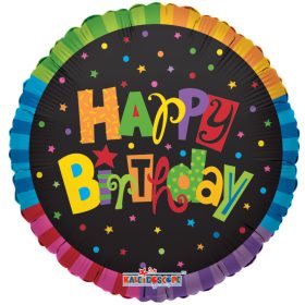Fekete színes szülinapi fólia lufi