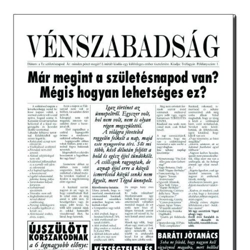 Vénszabadság születésnapi újság