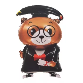 Szemüveges ballagó maci fólia lufi