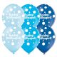 Kék árnyalatú pöttyös boldog szülinapot latex lufi 6 db