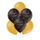 Fekete és arany boldog szülinapot latex lufi 6 db
