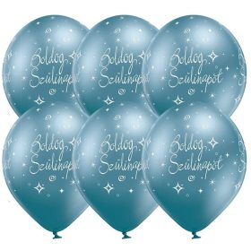 Króm kék boldog szülinapot lufi