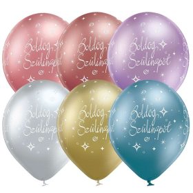 Színes króm boldog szülinapot lufi 6 db