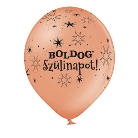 Rose gold fekete csillagos boldog szülinapot latex lufi