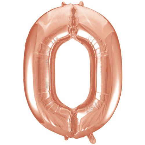 Rose gold 0 szám fólia lufi 86 cm