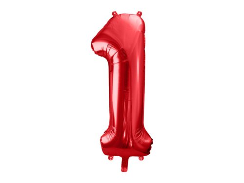 Piros 1 szám fólia lufi 86 cm