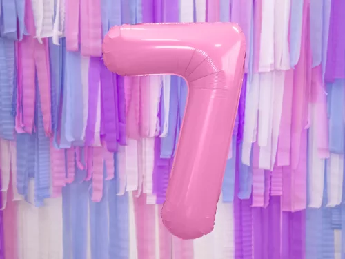 Pasztell rózsaszín 7 szám fólia lufi 86 cm