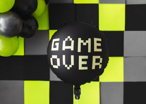 Kerek fekete game over fólia lufi