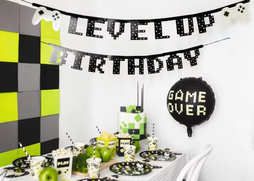 Kerek fekete game over fólia lufi