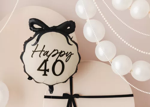 Fekete masnis 40 szülinapi fólia lufi