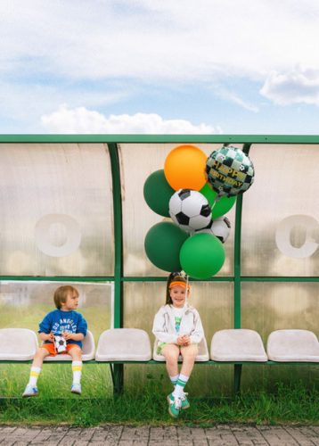 Zöld-arany foci mintás szülinapi fólia lufi