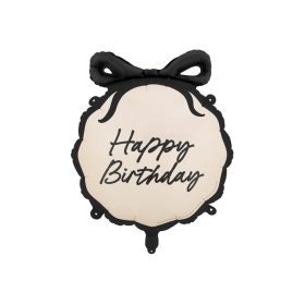 Fekete masnis happy birthday szülinapi fólia lufi