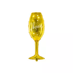 Arany cheers pezsgős pohár fólia lufi