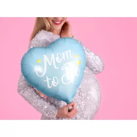 Kék mom to be szív fólia lufi