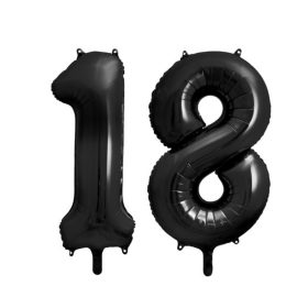 Fekete 18 szám fólia lufi 86 cm