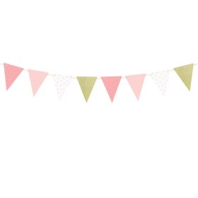 Rózsaszín-arany papír zászlófüzér