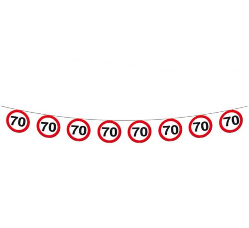 70. szülinapi sebességkorlátozó tábla füzér