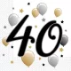Fekete-arany lufis 40 szülinapi szalvéta