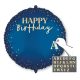 Sötétkék-arany feliratozható szülinapi fólia lufi