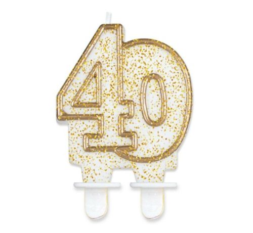 Arany csillámos 40 szülinapi tortagyertya