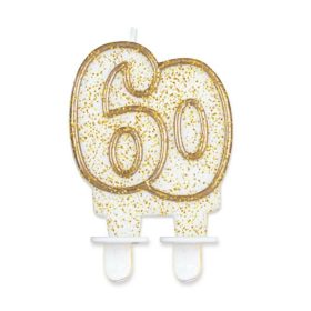 Arany csillámos 60 szülinapi tortagyertya
