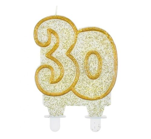 Arany csillámos 30 szülinapi tortagyertya