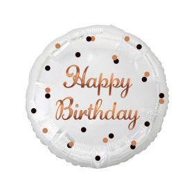 Pöttyös rose gold szülinapi fólia lufi