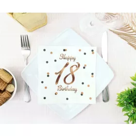 Pöttyös rose gold 18 szülinapi szalvéta