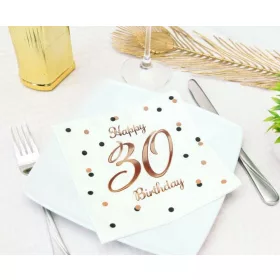 Pöttyös rose gold 30 szülinapi szalvéta