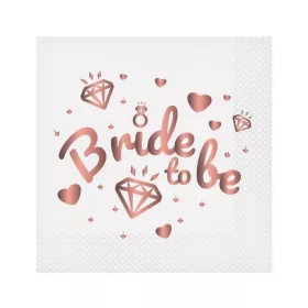 Rose gold gyémánt-szives bride to be fehér szalvéta