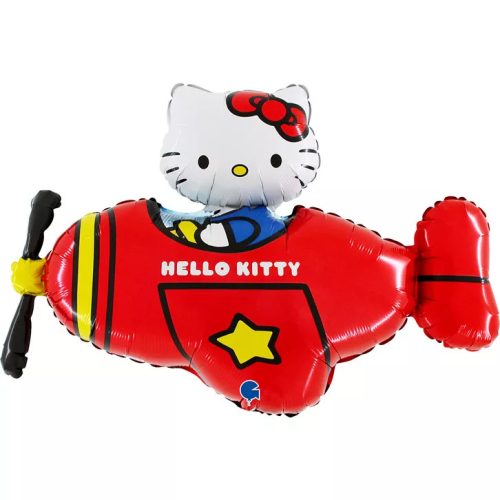 Piros repülős hello kitty fólia lufi