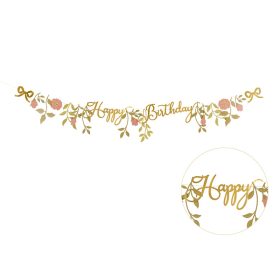 Virágos happy birthday felirat