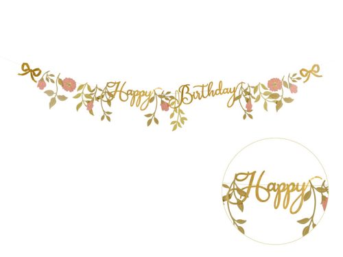 Virágos happy birthday felirat