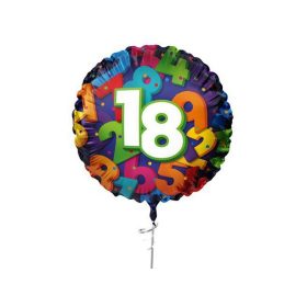 Színes számos 18 szülinapi fólia lufi