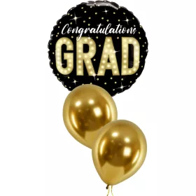Arany pöttyös gratulációs ballagási luficsokor